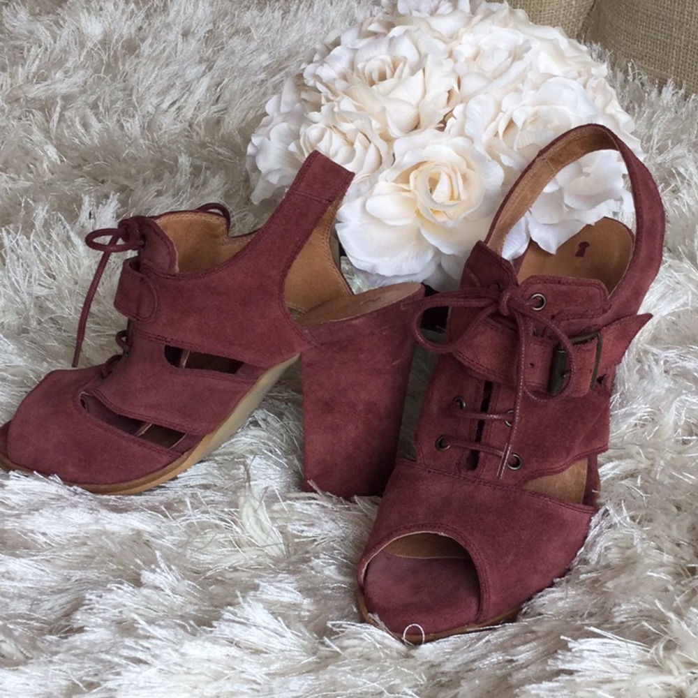 Anthropologie Lucky Penny Suede Heels